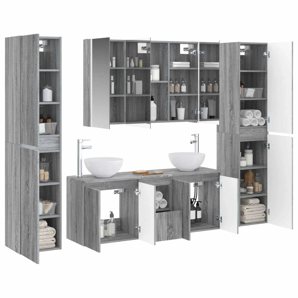 Set di mobili per il bagno 6 pcs Sonoma grigio 3407220