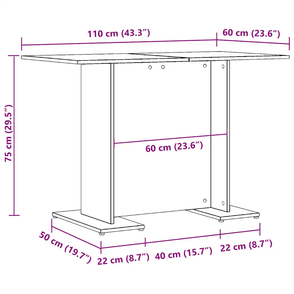 vidaXL Tavolo Pranzo Rovere Artigianale 110x60x75 cm Legno Multistrato