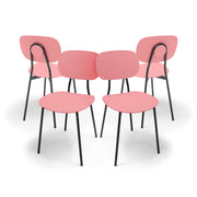 Fabriano - Set di 4 sedie di design in metallo e PP, stile moderno, colore elegante rosa