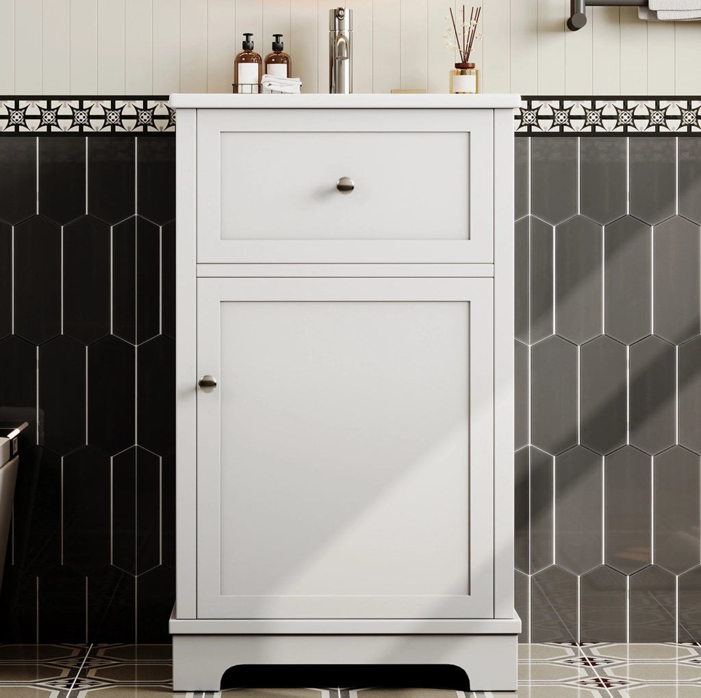 Mobile bagno 51x46x87 cm bianco MDF con lavabo e cassetto