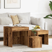 Tavolini Impilabili 3 pz Legno Antico in Legno Multistrato 856686