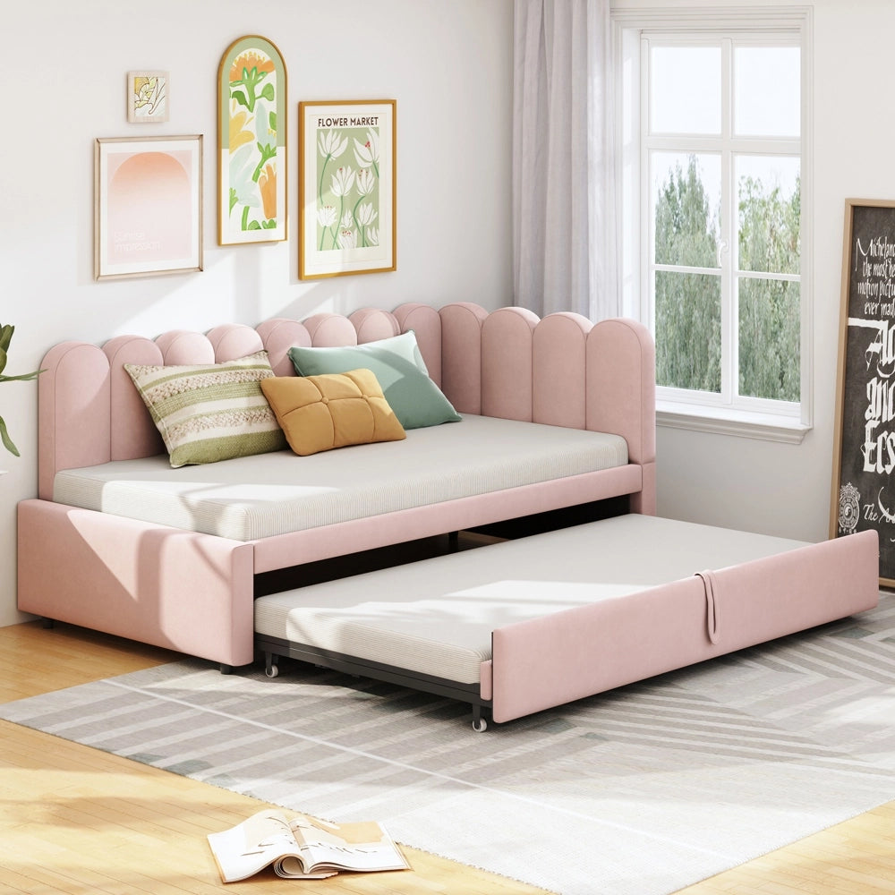 Divano angolare 2 in 1 - Xylo - 90/180x200 cm velluto rosa