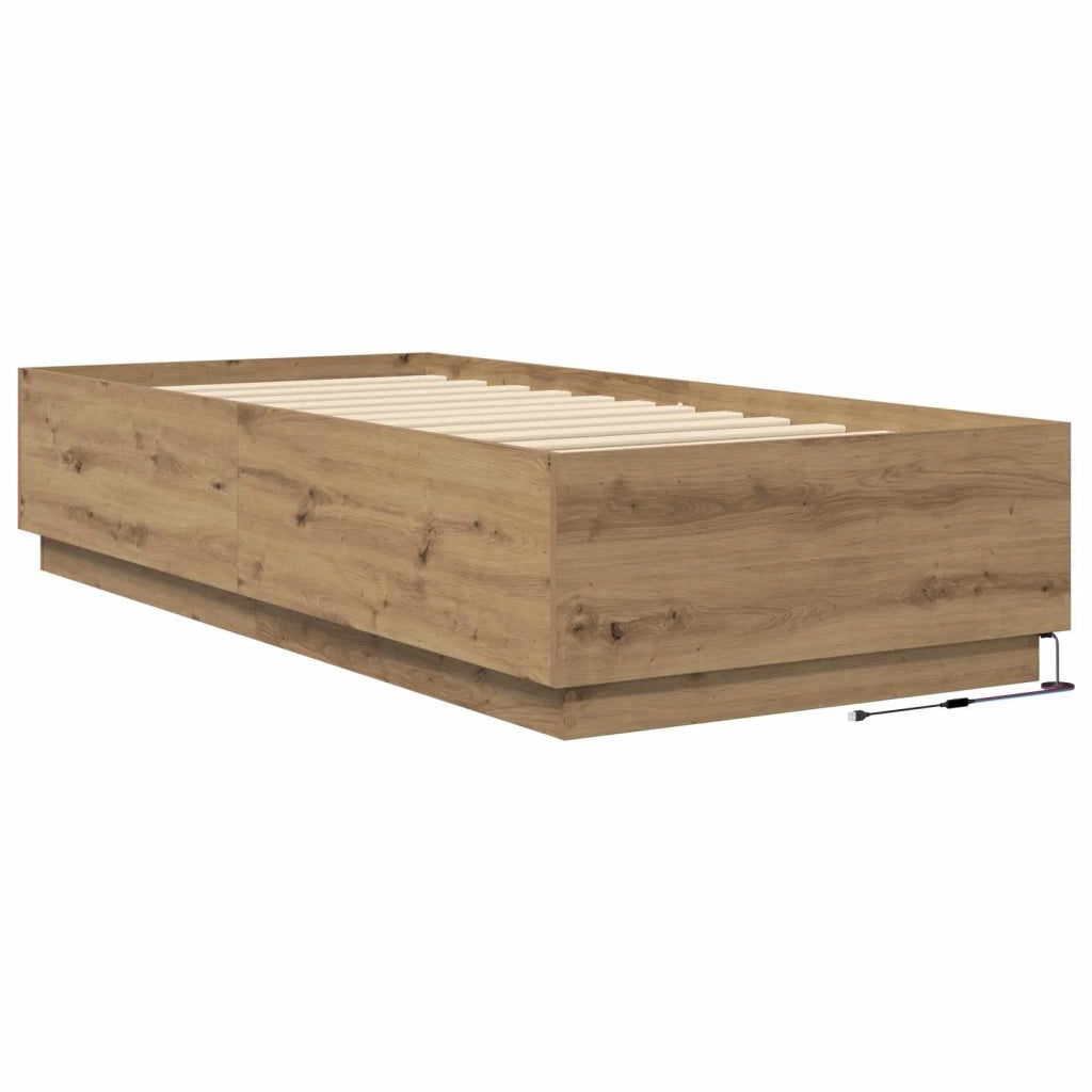 Letto con LED con strisce LED Rovere Artigianale 80 x 200 cm 3429572