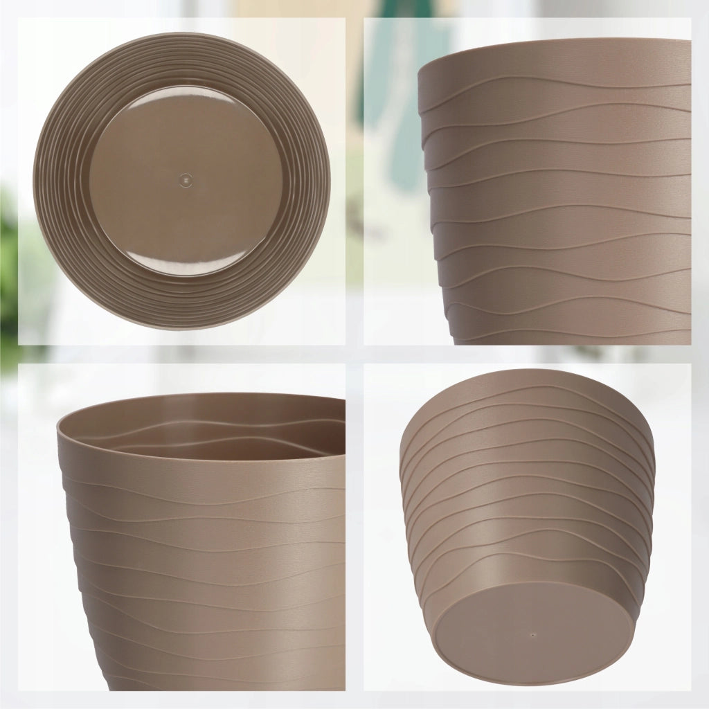 KADAX - Copertura in plastica per vaso di fiori e piante, rotonda, beige, 19 cm