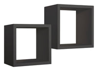 Set 2 Mensole Cubo da Parete Quadrato in Fibra di Legno Q-Bis Maxi Nero