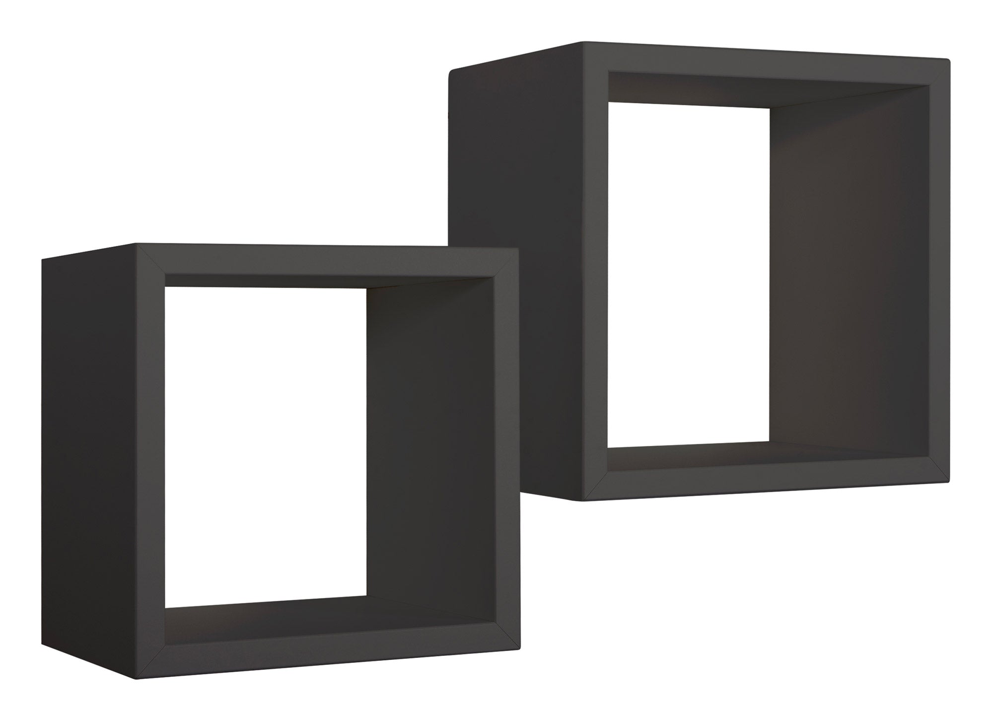 Set 2 Mensole Cubo da Parete Quadrato in Fibra di Legno Q-Bis Maxi Nero