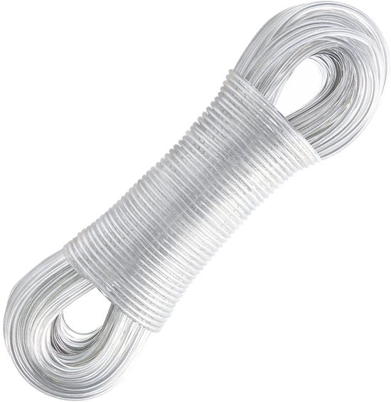 Cavo di allacciatura in acciaio 30 m - Corpo in acciaio - Sostegno di carico pesante - Inox - Impermeabile all'acqua - Capacità di carico 220 kg - Cavo di allacciatura