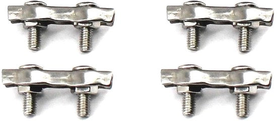 Fermo Cavo a Doppio Clip - Supporto Cavo - Connettore Cavo - Acciaio Inossidabile - M6 - Pacchetto da 4 Pezzi - Fermo Cavo
