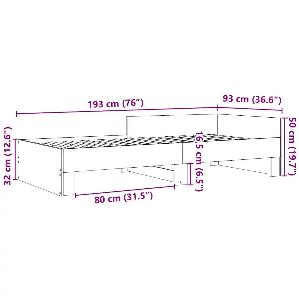 vidaXL Giroletto Bianco 90x190 cm in Legno Multistrato