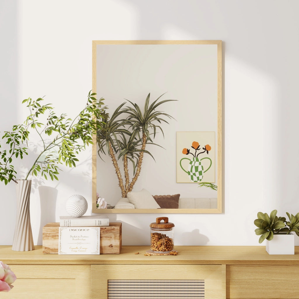 Specchio Rettangolare da Parete ¨C Xylo ¨C Cornice Legno Naturale 80x60 cm
