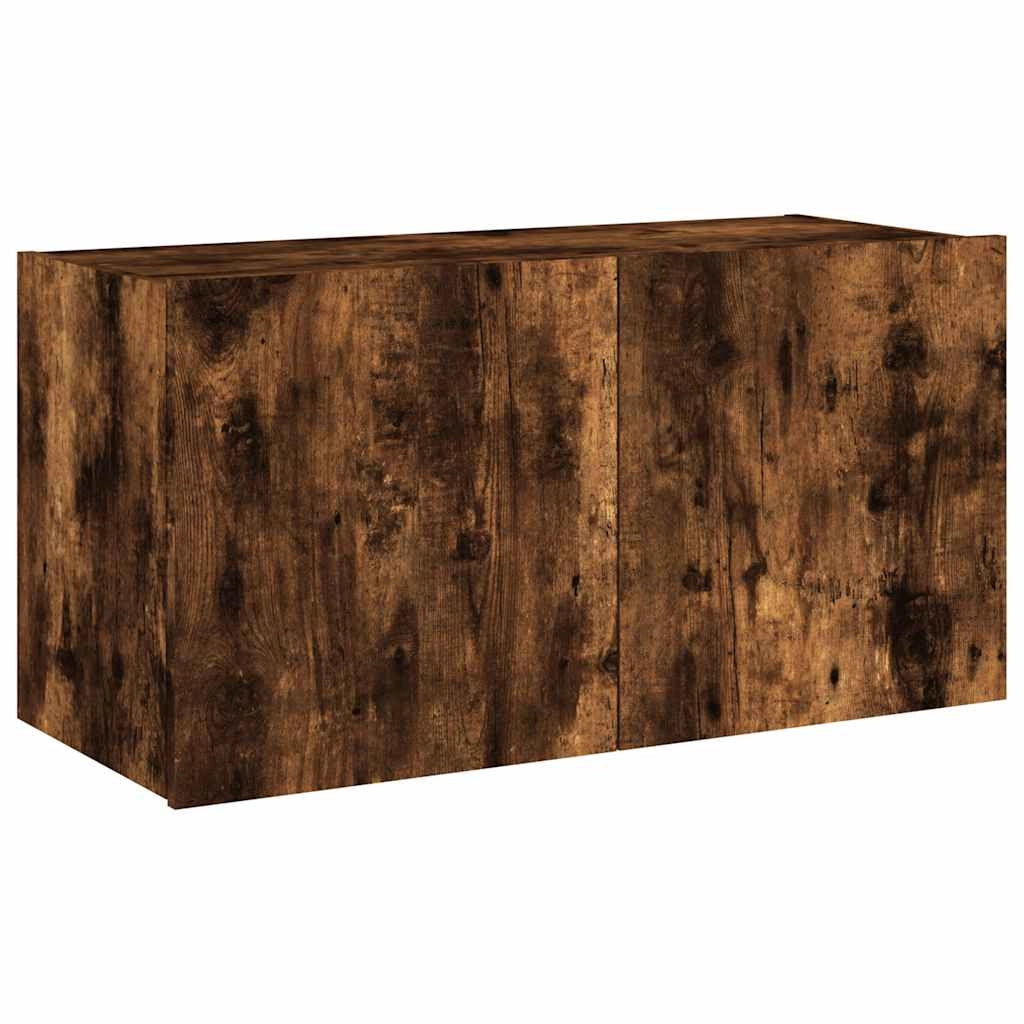 Mobile TV a Parete con Luci LED Rovere Fumo 80x35x41 cmcod mxl 134195