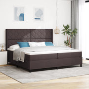 Letto a Box con Materasso Marrone Scuro 200x200 cm Tessuto