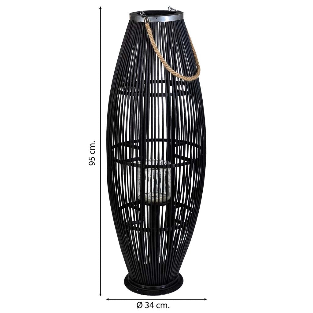 Lanterna portacandele in bambù marrone 34x34x95h