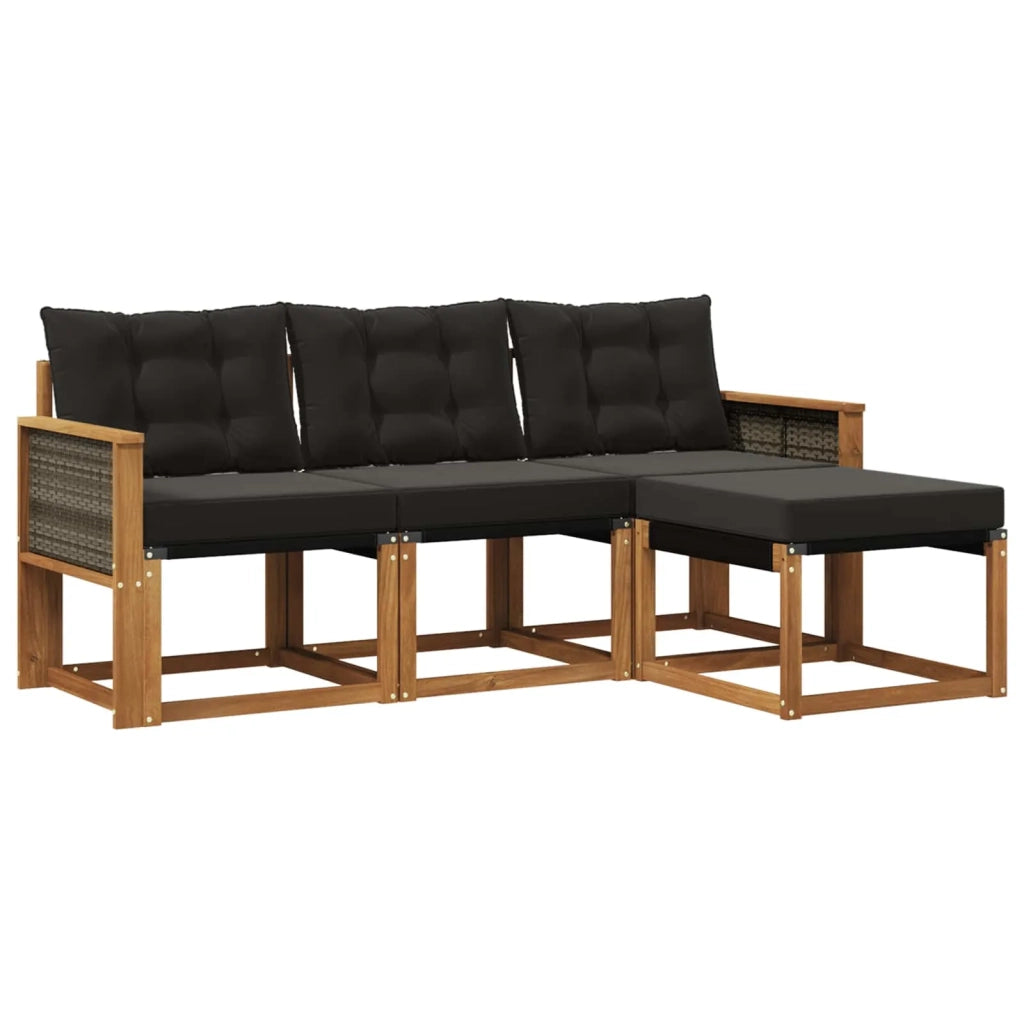 Set di divani da esterno 4 pz Naturale e Nero 3381868