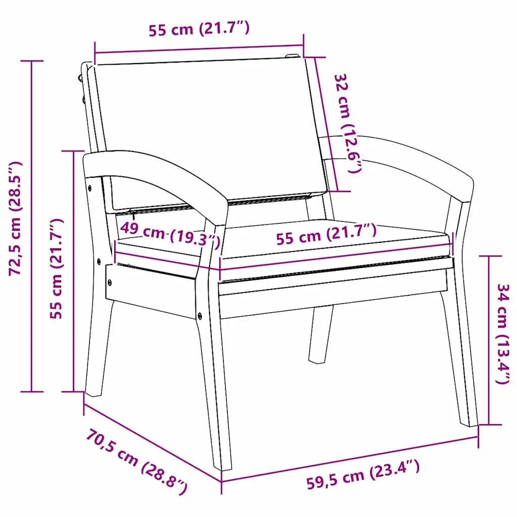 Sedia da Giardino 2 pcs Olio Naturale Legno di Acacia Massello 4106469