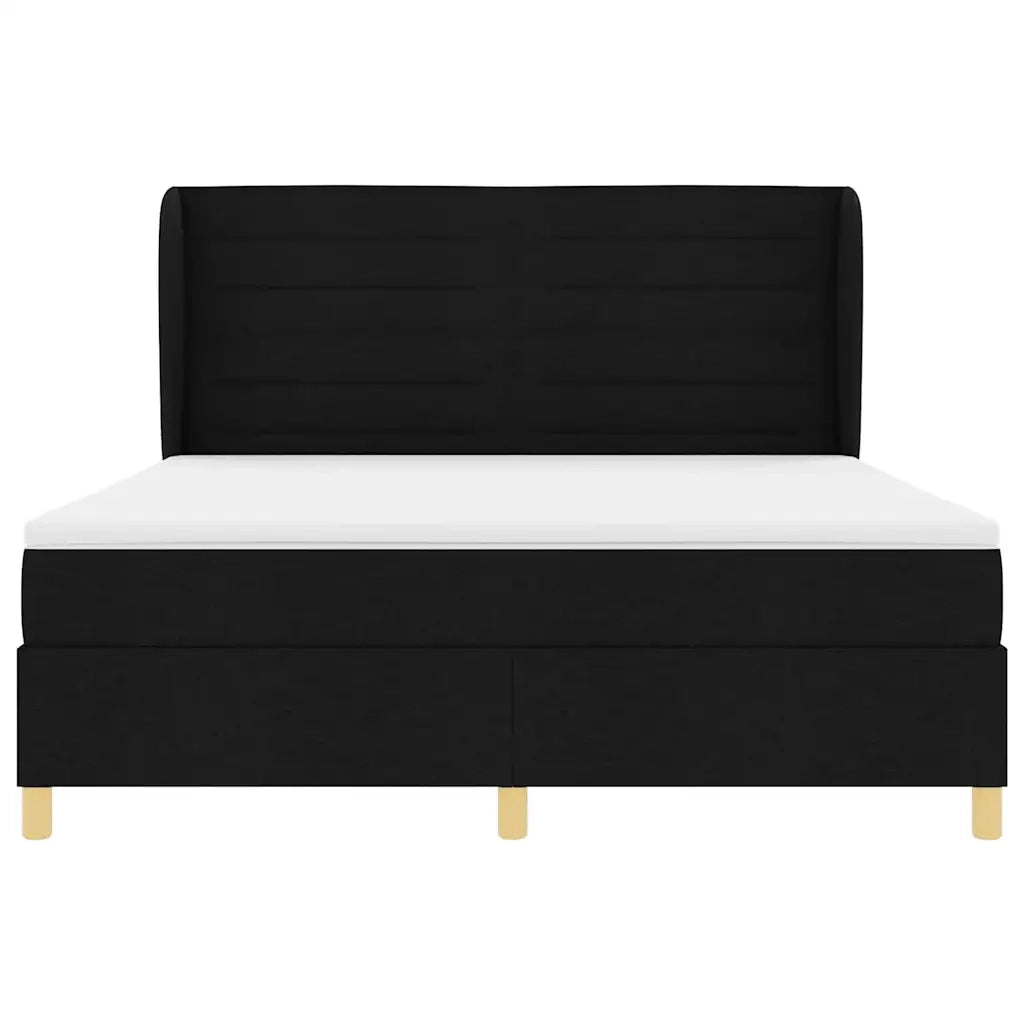 Letto a molle con testiera Nero 200 x 180 cm Tessuto