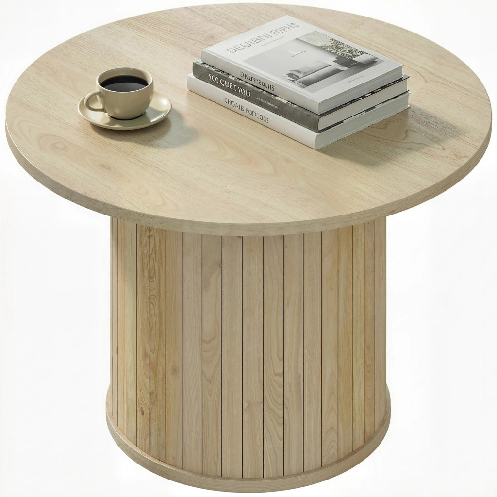 Tavolino da salotto rotondo con gambe a doghe ¨C zephmum ¨C ?60x40 cm naturale