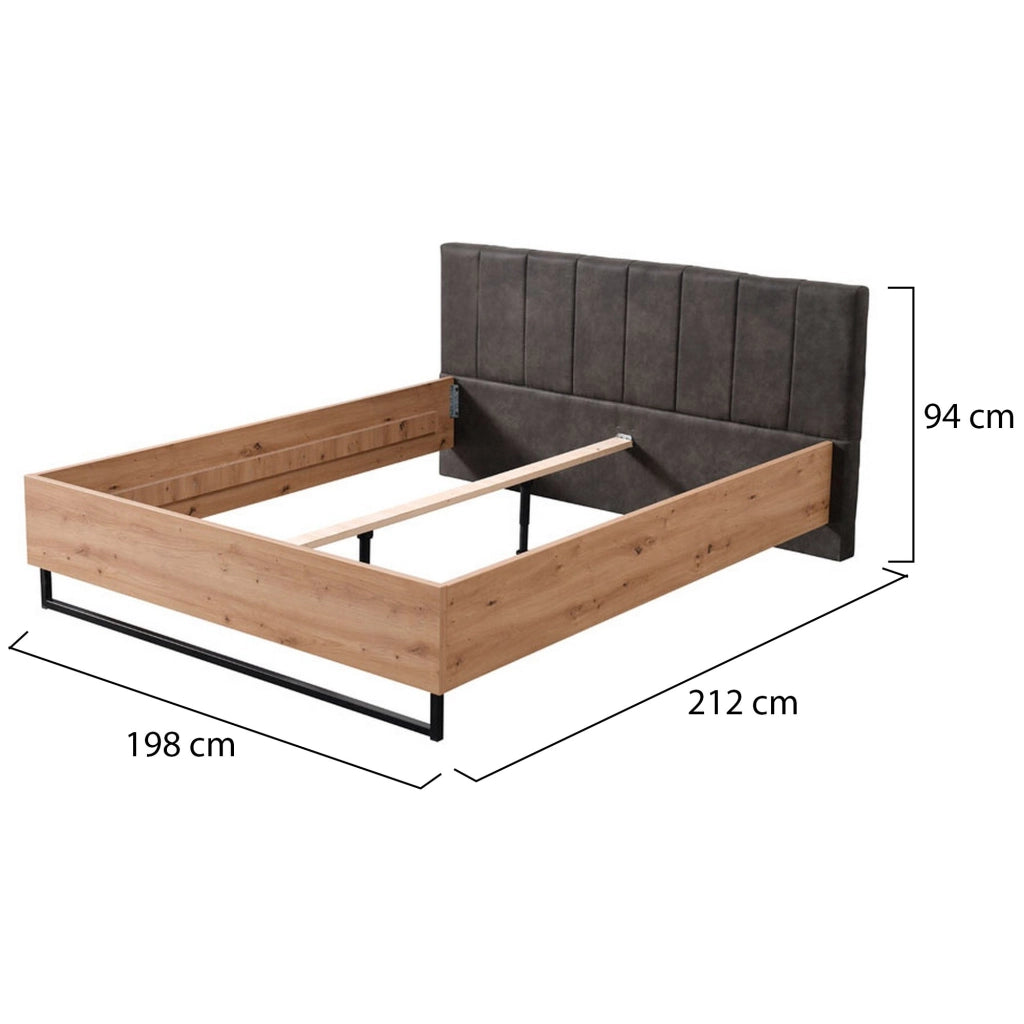 Letto Matrimoniale Busnago, Letto Matrimoniale Testiera Imbottita, Marrone Rovere Nodi