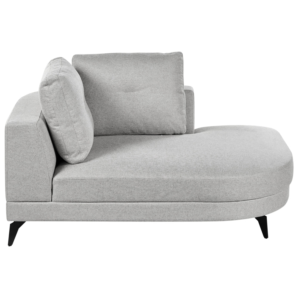Chaise longue con rivestimento in lino sintetico idrorepellente Gambe in ferro nero con cuscini Grigio  lato sinistro stile moderno
