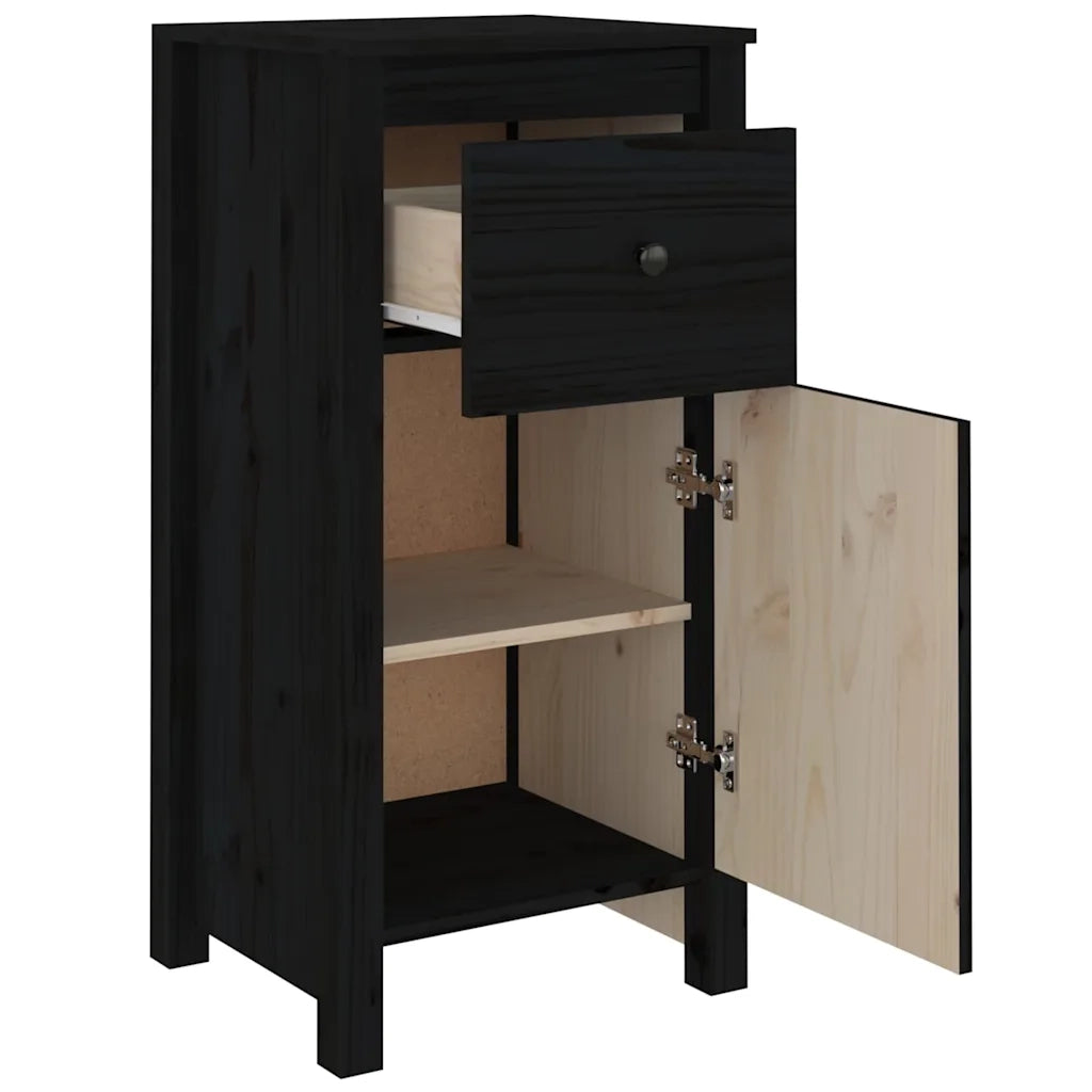 Credenze 2 pz | Madia | Buffet da pranzo | Armadio da pranzo Nere 40x35x80 cm in Legno Massello di Pino