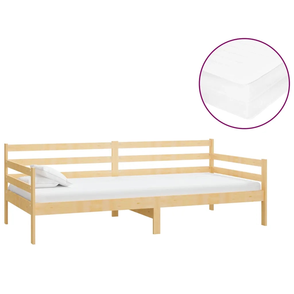 Divano Letto con Materasso 90x200 cm Legno Massello di Pino 3083594