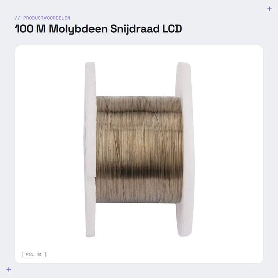 Fil di taglio professionale 100 m - Molybdeno - Attrezzatura di riparazione - Riparazione schermo LCD - 0,08 mm - Qualità professionale - Fil di riparazione