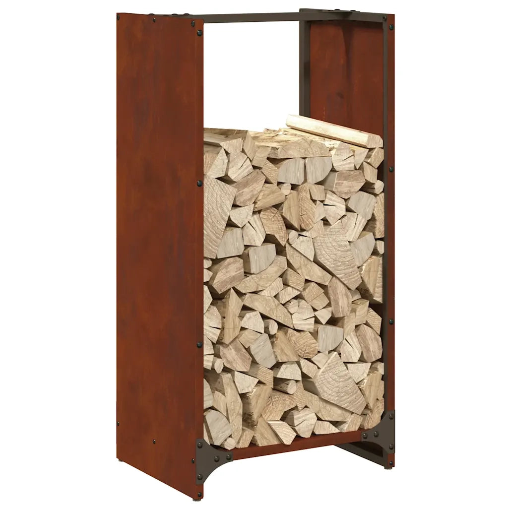 Rastrelliera per Legna da Ardere 40x30x80 cm in Acciaio Corten 864236