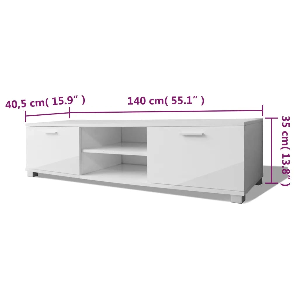 Mobile Porta TV Bianco Lucido 120x40,5x35 cm 243043