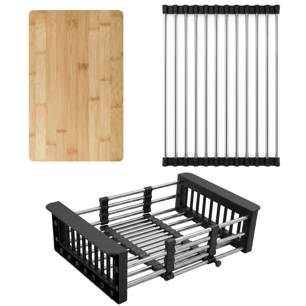 Lavello In Acciaio Con Set Di Accessori 3 Pz. Rea Leo 50 Brush Nickel