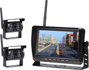 Kit di ripresa di parcheggio con set di dashcam wireless - 7" schermo - 18 LED visibilità notturna 15m - IP67 impermeabile - 2 telecamere - adatto per auto/ camper/ caravan/ camion/ agricoltura/ barca/ trattore