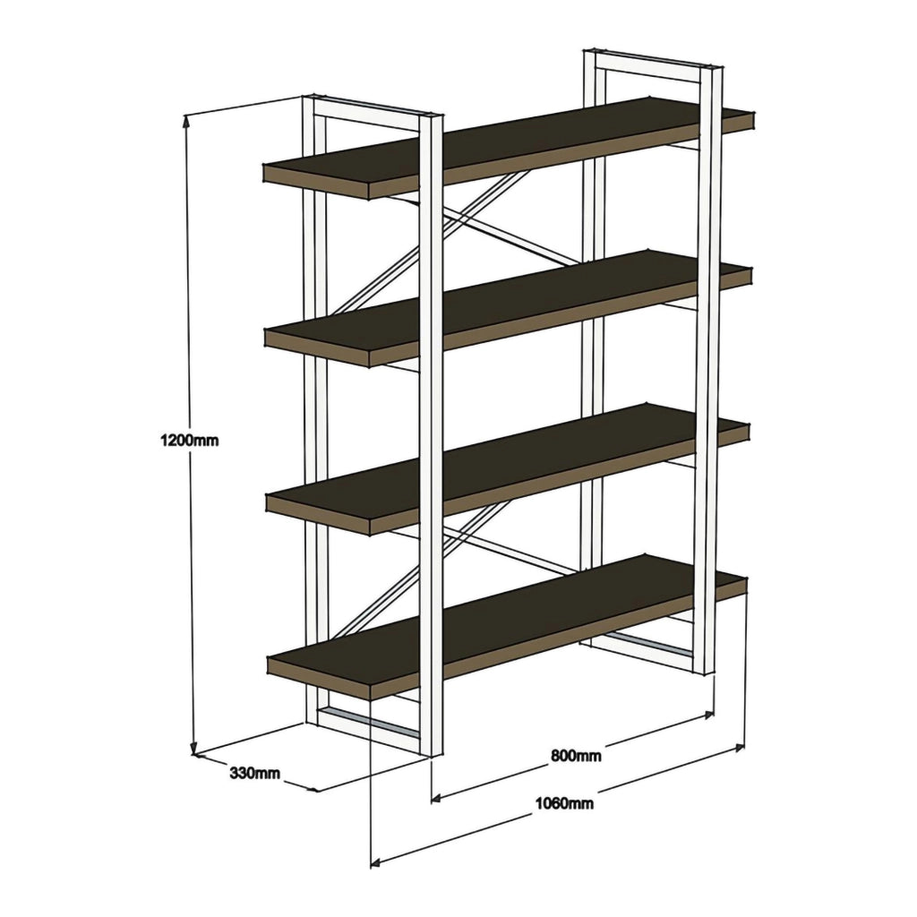Biblioteca Inverigo, Libreria 4 Ripiani, 106x33x120h cm Marrone