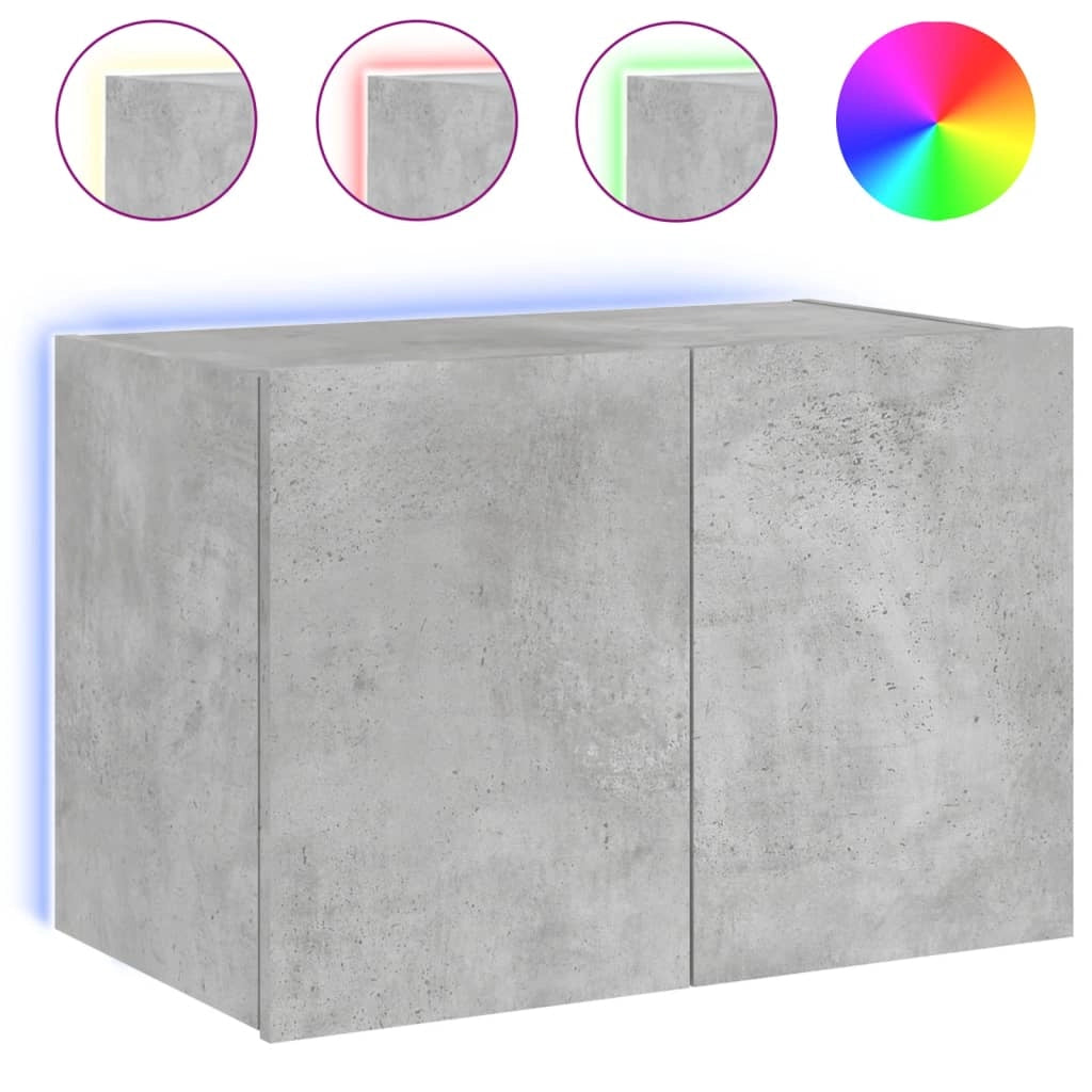 Mobile TV multimediale scaffale TV credenza mobile TV sala da pranzo soggiorno camera da letto montaggio a parete con luci LED 60 x 35 x 41 cm grigio 02_0027905