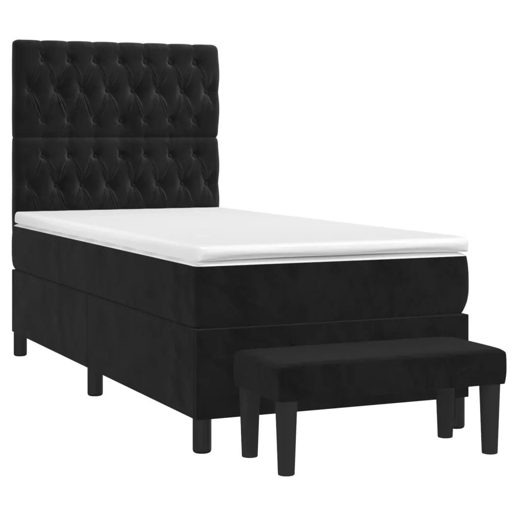 Giroletto a Molle con Materasso Nero 90x200 cm in Velluto 3138003