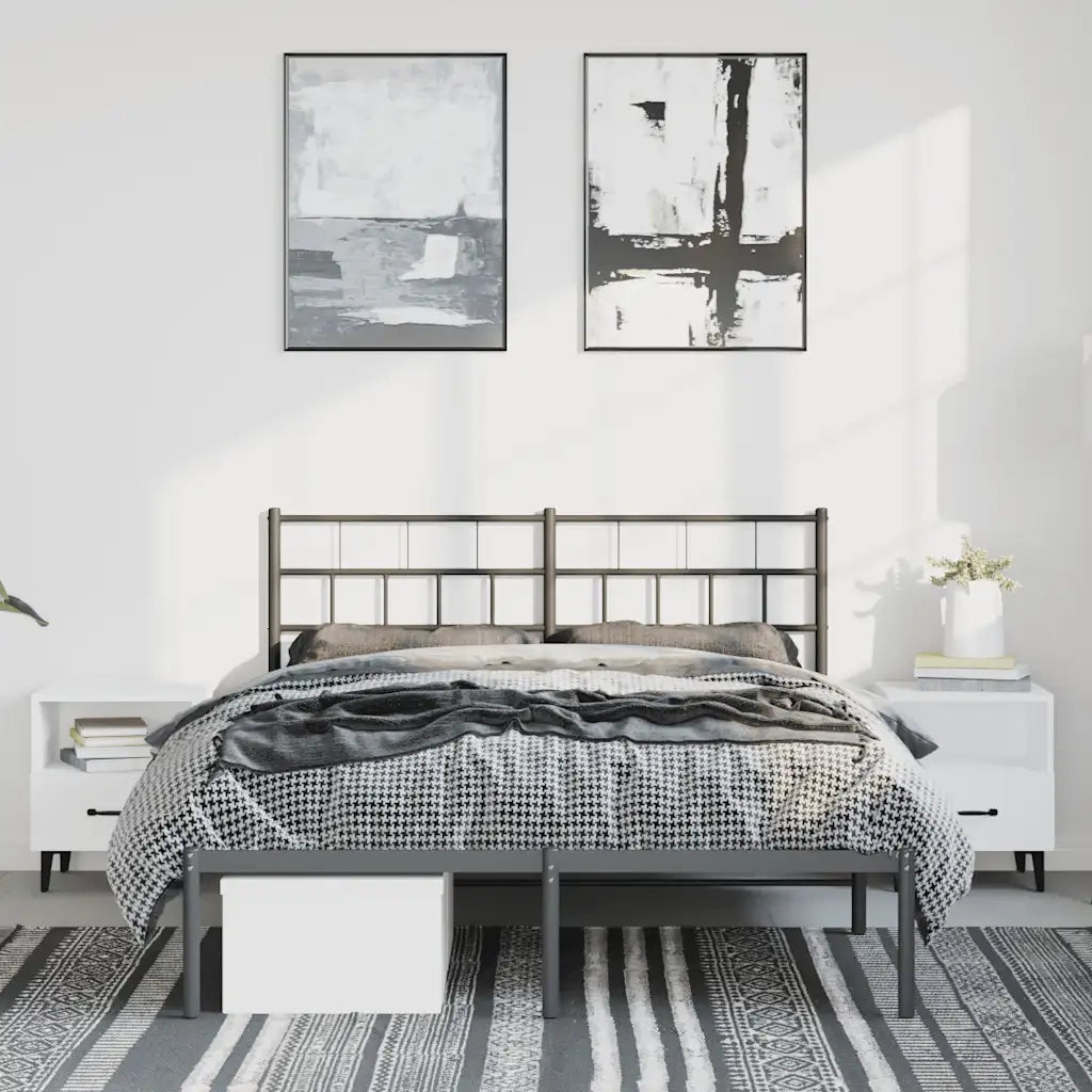 Giroletto con Testiera in Metallo Nero 135x190 cm