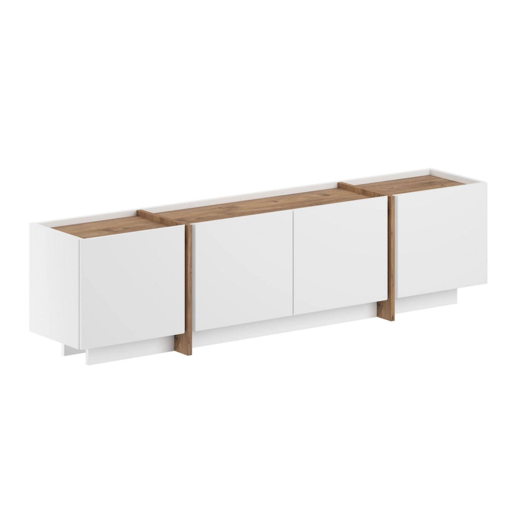 Mobile TV in legno "Lowen" - 180 x 35 x 46 cm - Bianco / Pino Atlantico