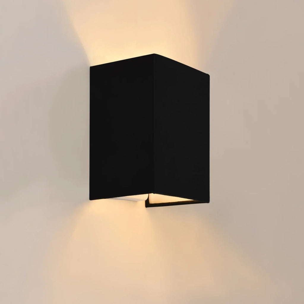 Lampada da parete angolare attacco E27 60 watt 20 cm paralume in lino nero 03_0002527