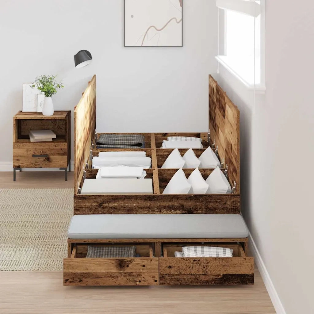 Struttura letto con contenitore Legno vecchio 75 cm 3335683