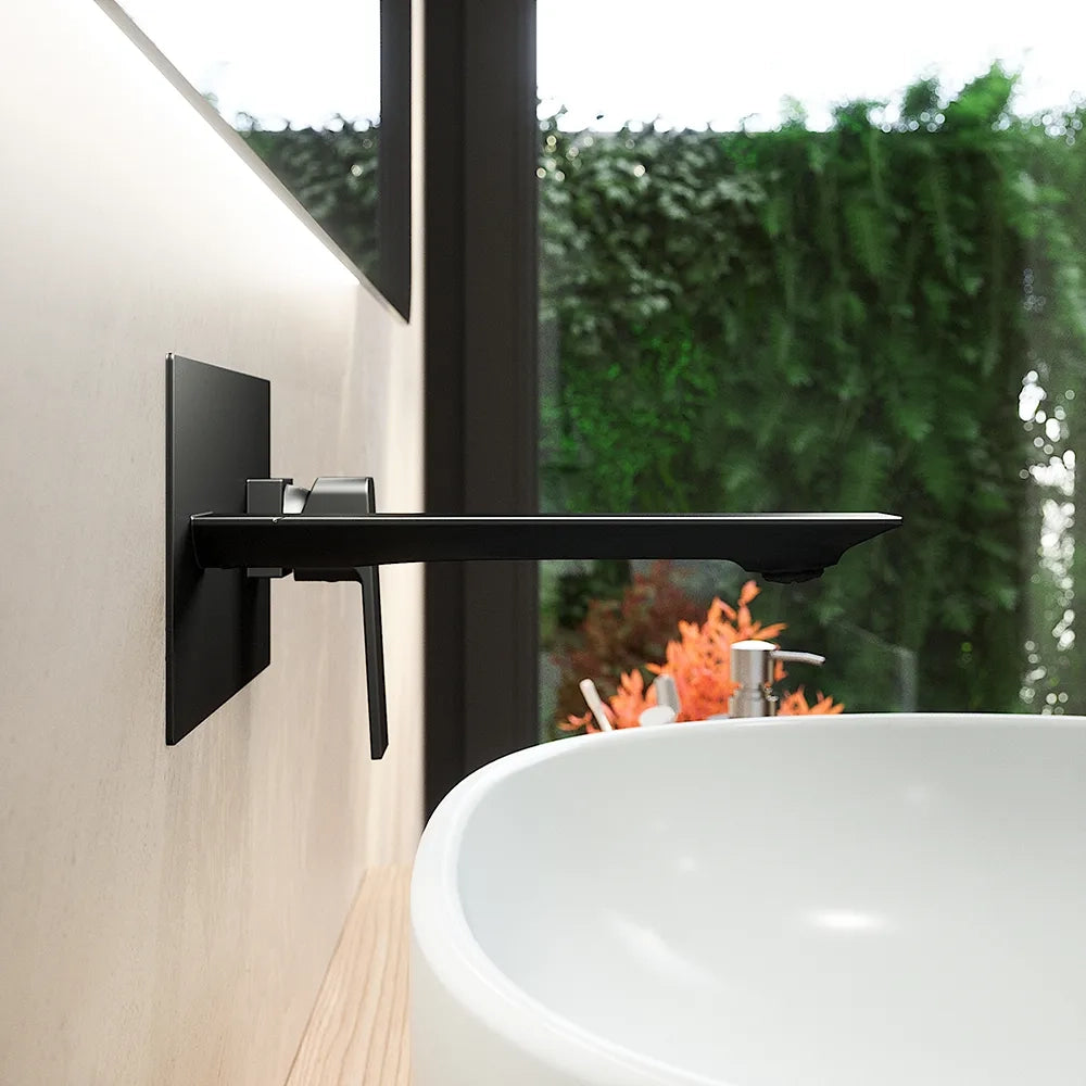 Coppia miscelatori lavabo ad incasso bidet senza scarico nero opaco | Ingrid