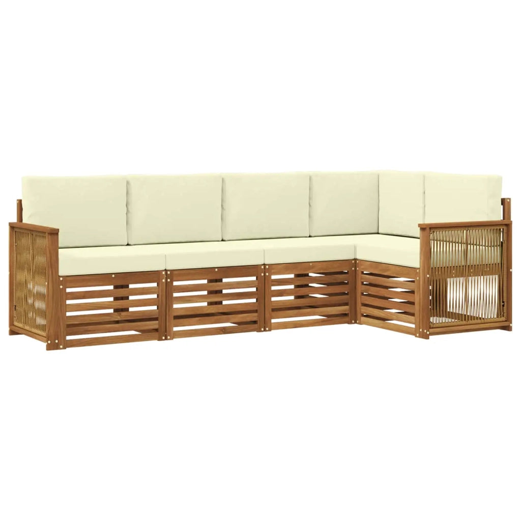 Set divano sezionale con cuscino 4 pcs Naturale e Crema 3384356