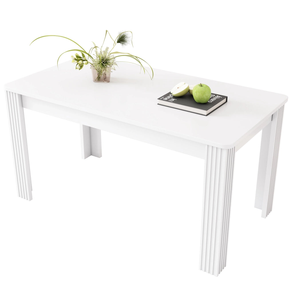 Tavolo da pranzo moderno bianco in truciolare; portata 130 kg