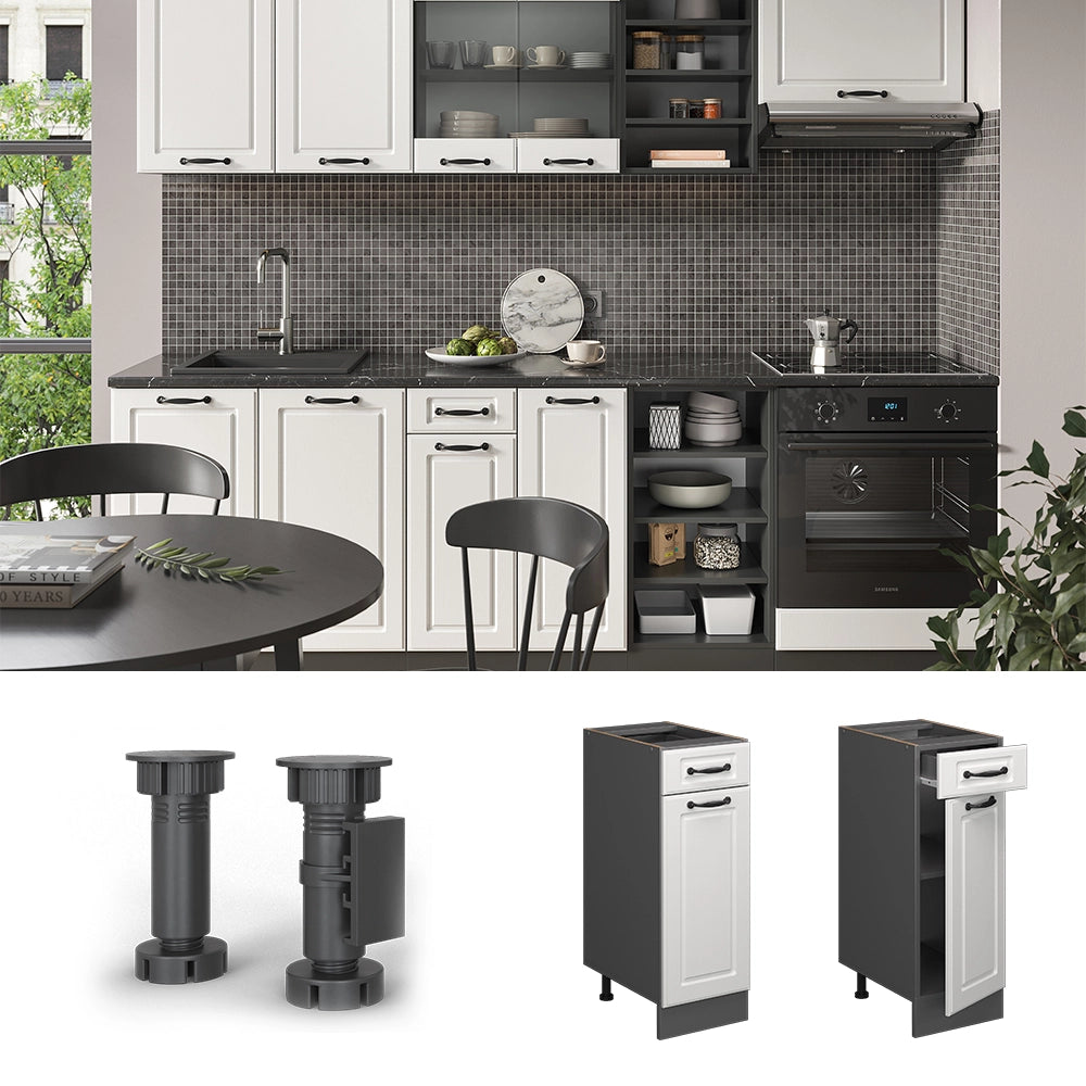 Vicco Mobiletto base per cucina Bianco casa di campagna 30 cm , PL Antracite