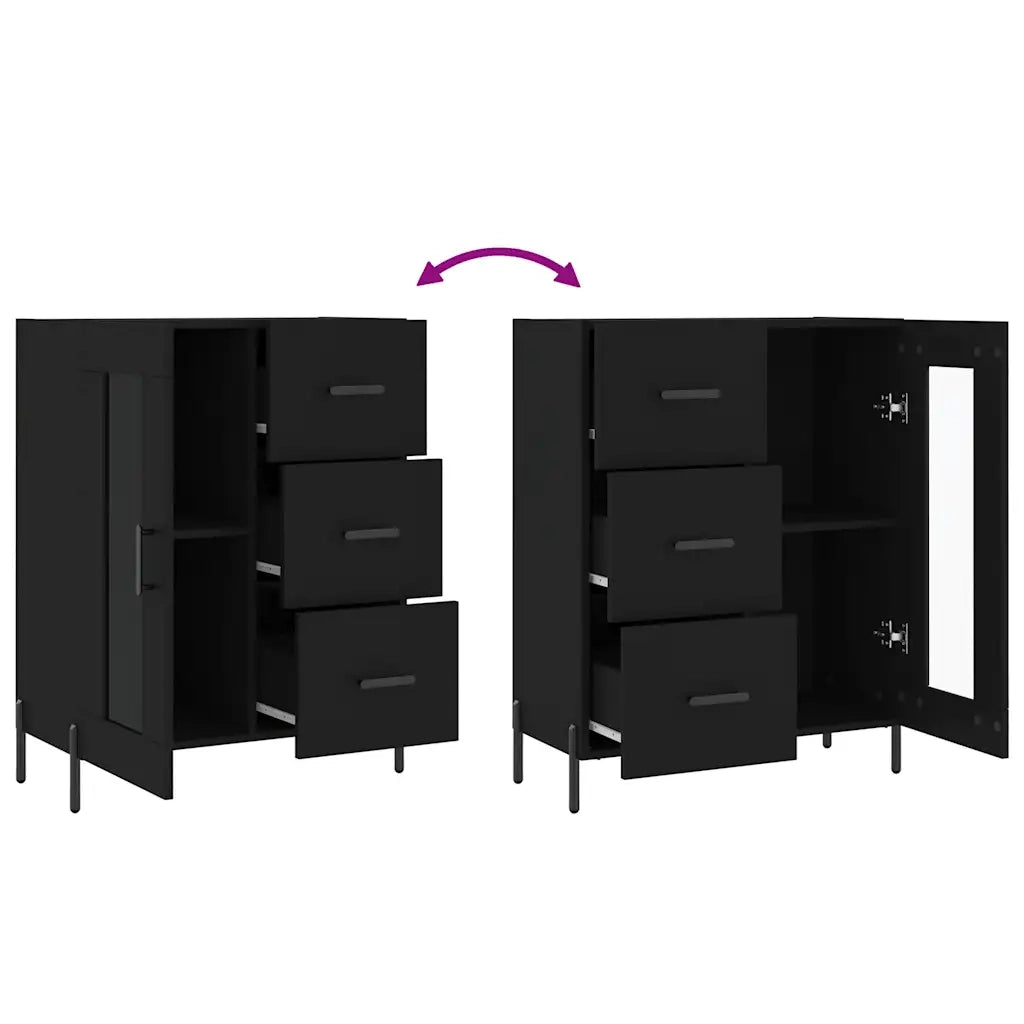 Credenza | Madia | Buffet da pranzo | Armadio da pranzo Nera 69,5x34x90 cm in Legno Multistrato