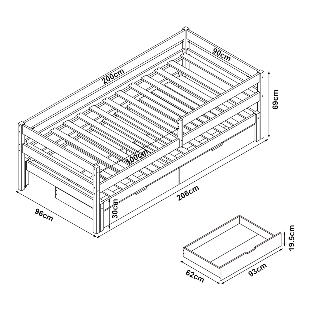 Letto per Cameretta Sonkajärvi a 2 Posti Letto - Legno Naturale [en.casa]