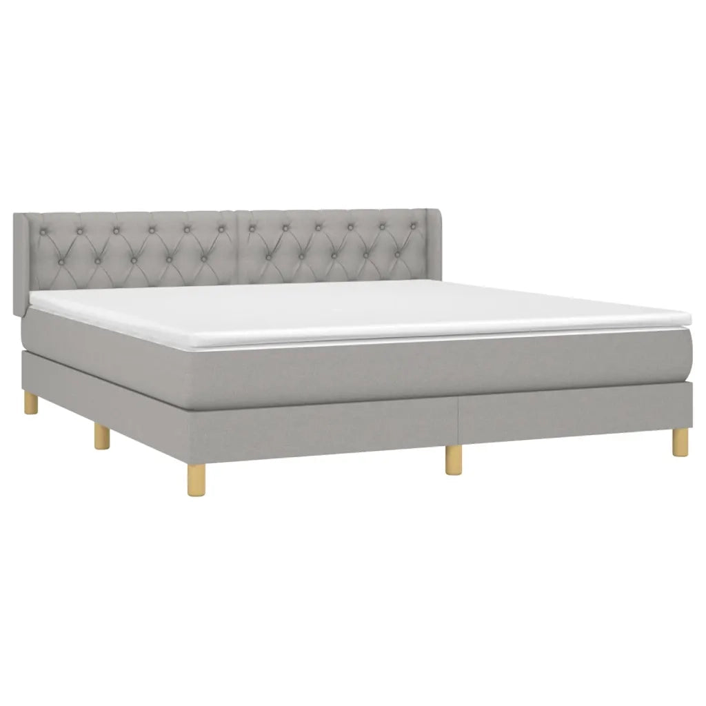 Giroletto a Molle con Materasso Grigio Chiaro160x200 cm Tessuto