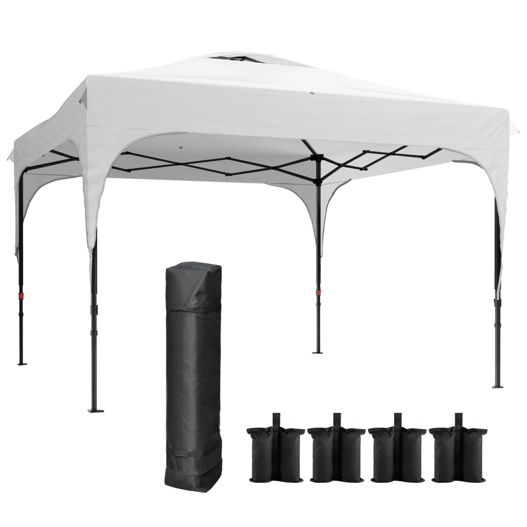 Gazebo da Giardino 3x3 m ad Altezza Regolabile su 3 Livelli. in Poliestere e Acciaio. Bianco