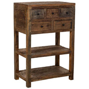 Mobile da ingresso in legno con 5 cassetti marrone, 60x35x90h cm