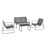 Set di mobili da giardino da 4 pezzi in PVC e acciaio nero e grigio scuro 03_0008241