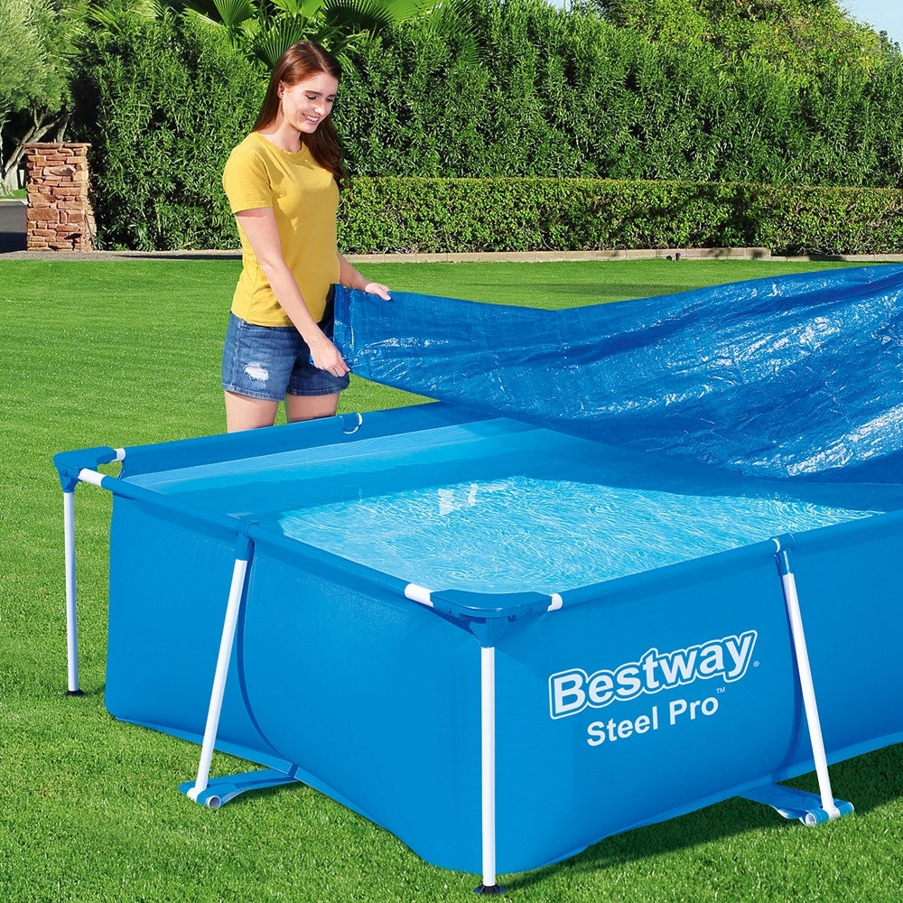 Trade Shop - Telo Di Copertura Rettangolare Per Piscina 221x150 Cm Steel Pro Protezione 58103 -