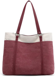 Borsa a Spalla per Donna in Canapa Casual Grande Tasca Elegante per Ufficio Scuola Lavoro (Rosso)