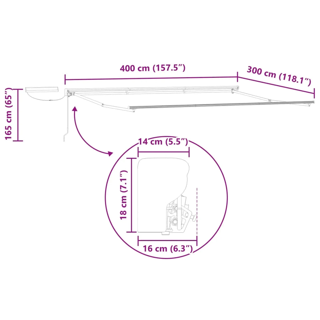 Struttura della tenda elettrica retrattile Bianco 4 × 3 m